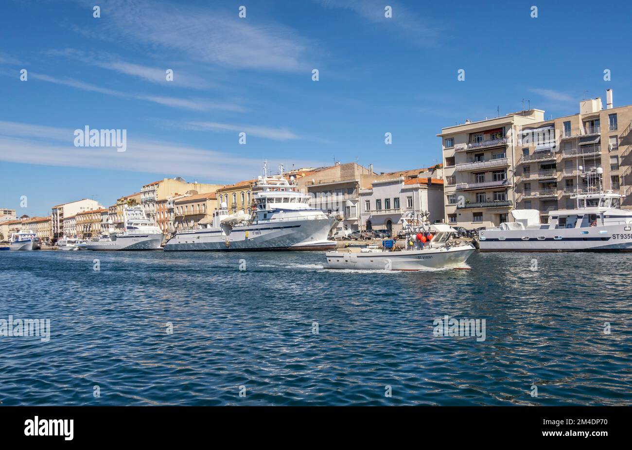 France, Sete, Canal Royal, commercial fishing vessels Stock Photo