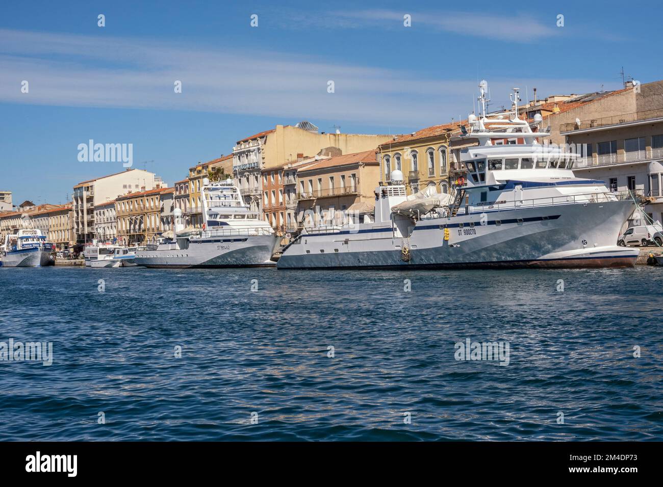 France, Sete, Canal Royal, commercial fishing vessels Stock Photo