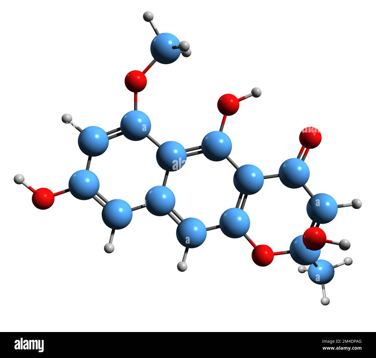 3D image of Fonsecin skeletal formula - molecular chemical structure of Aspergillus metabolite isolated on white background Stock Photo