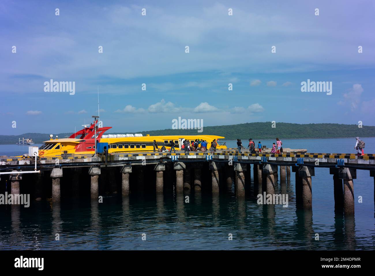The ferry taking people from Kupang to Rote. Stock Photo