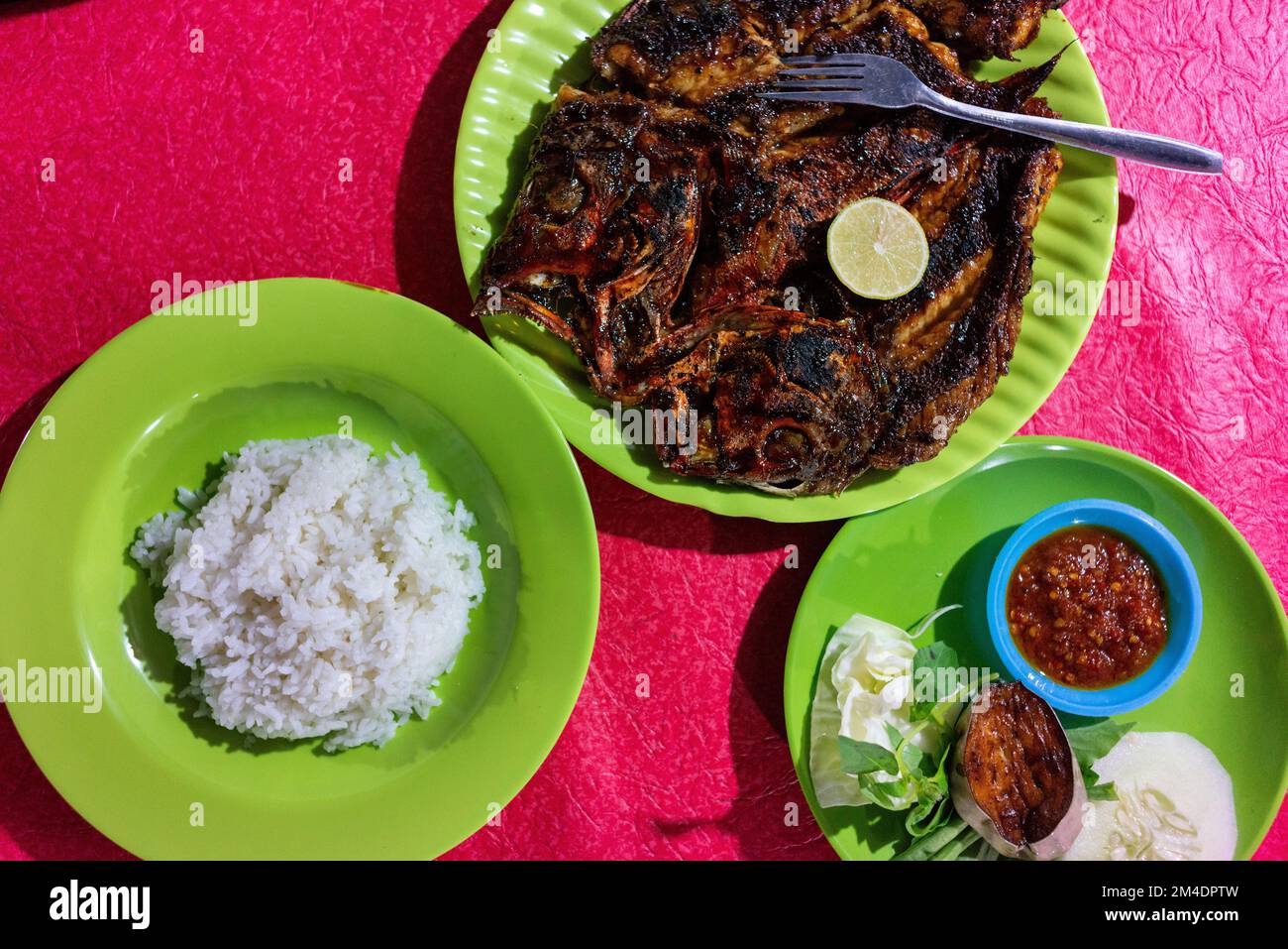 Dinner at the night market in Kupang. Stock Photo