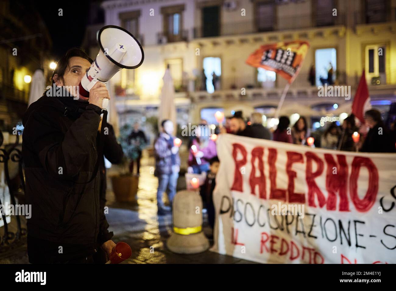Palermo, Sicily, Italy. 20th Dec, 2022. Torchlight procession through