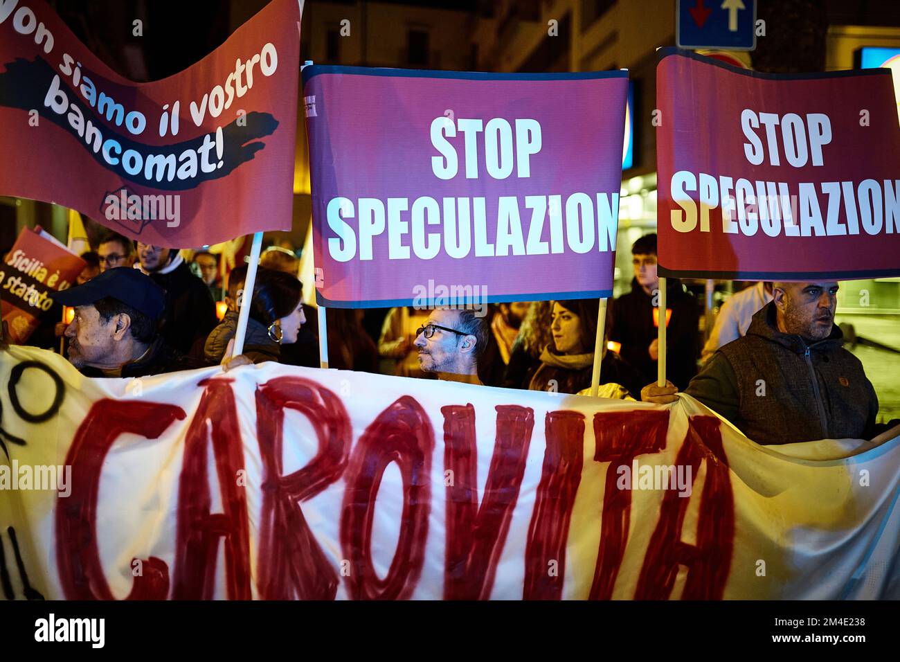 Palermo, Sicily, Italy. 20th Dec, 2022. Torchlight procession through