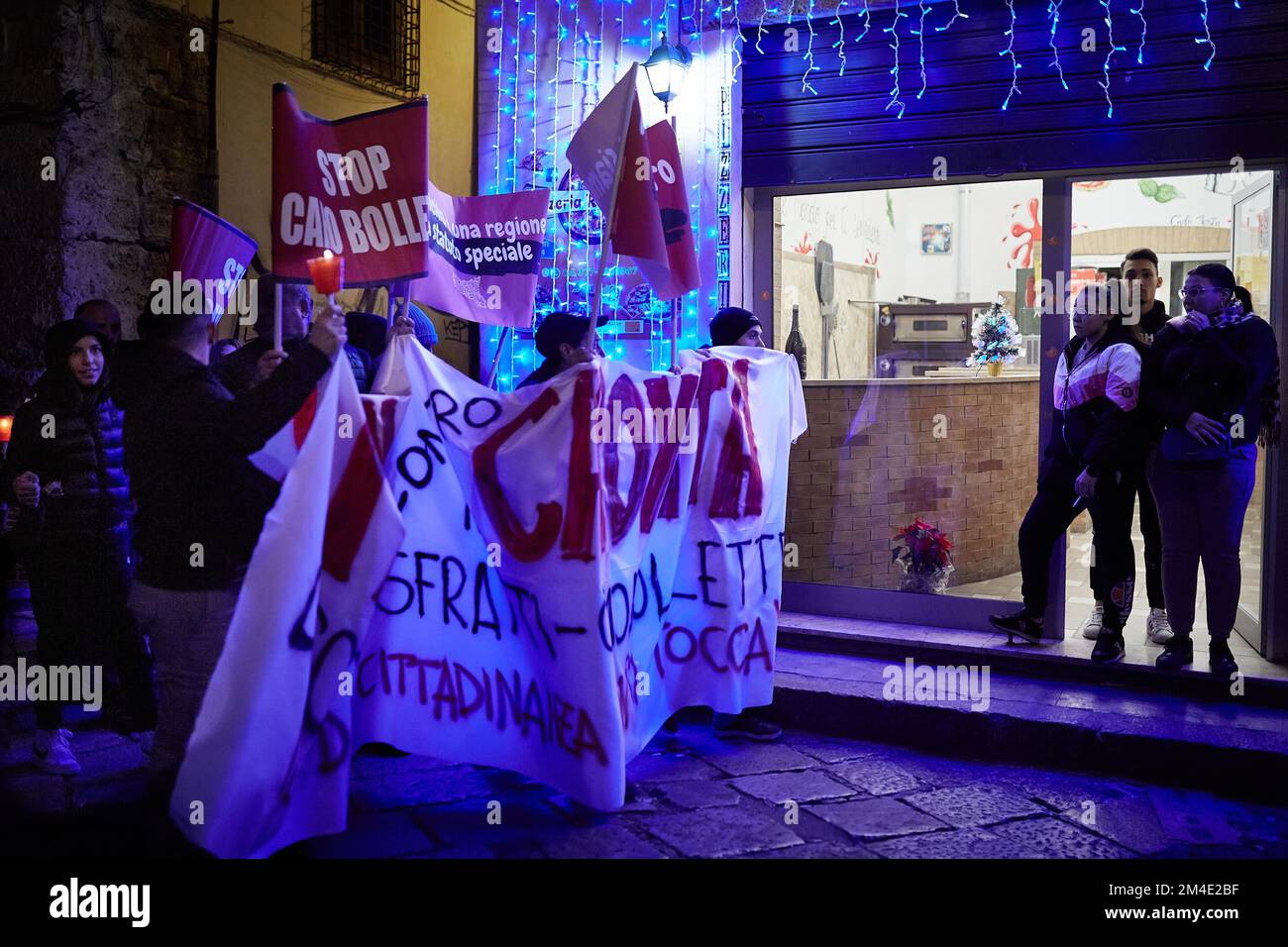 Palermo, Sicily, Italy. 20th Dec, 2022. Torchlight procession through