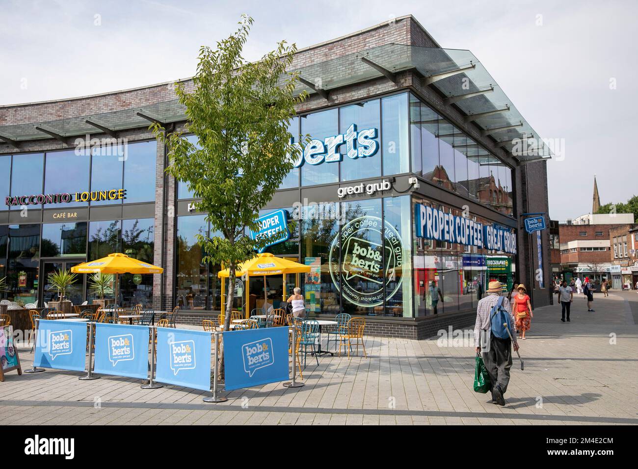 Bob and Berts cafe coffee shop in Bury town centre with outside tables