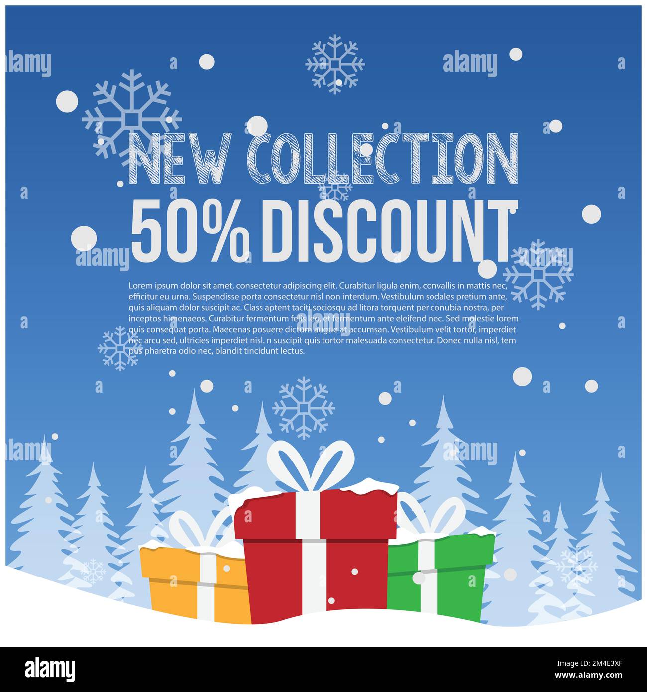 Winter sale poster design with snowflakes Free Vector. Winter sale Vector illustration for banner and flyer Winter sale in flat style. Stock Vector