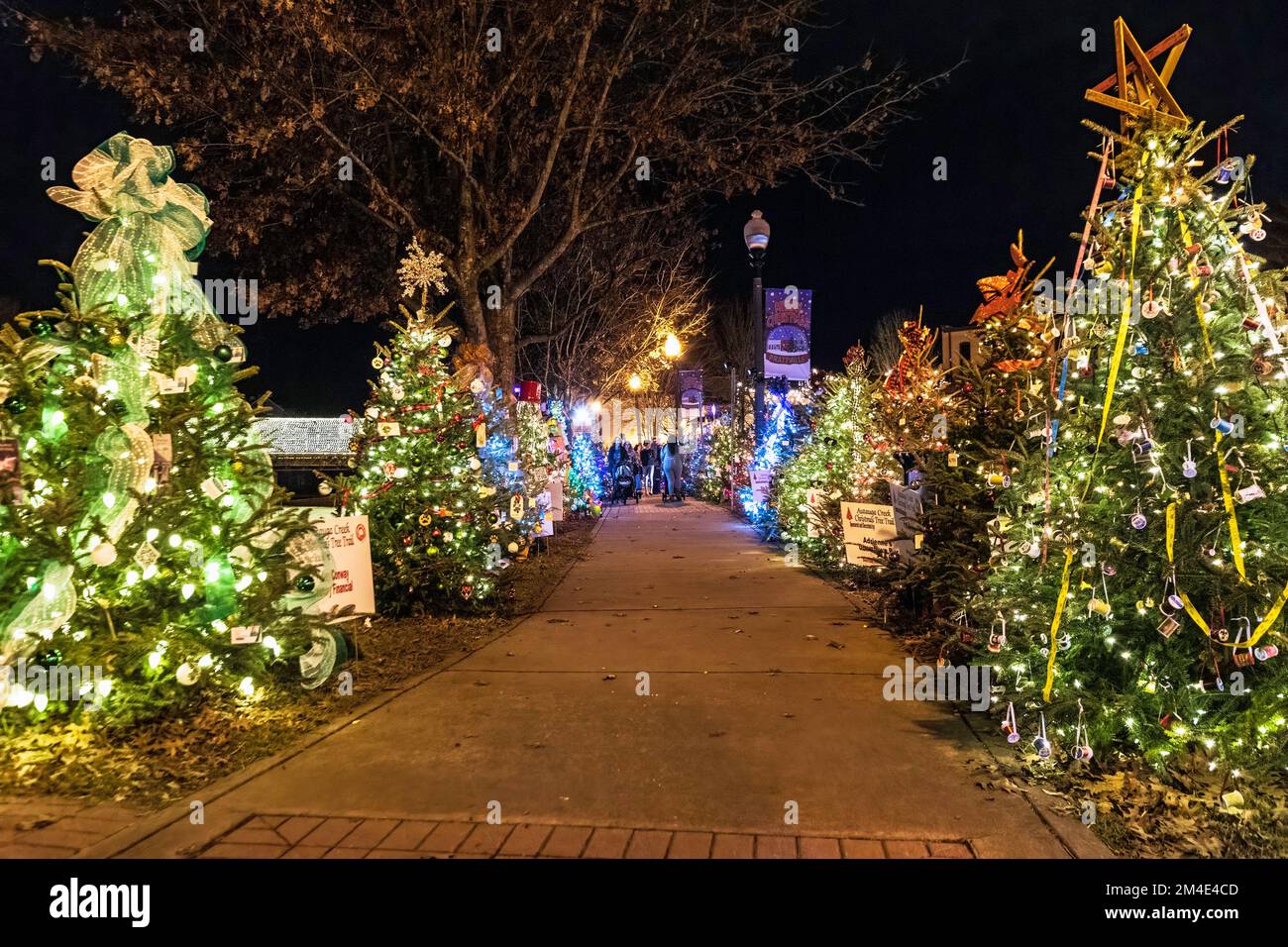 Prattville, Alabama, USADecember 13, 2022 Illuminated Christmas trees
