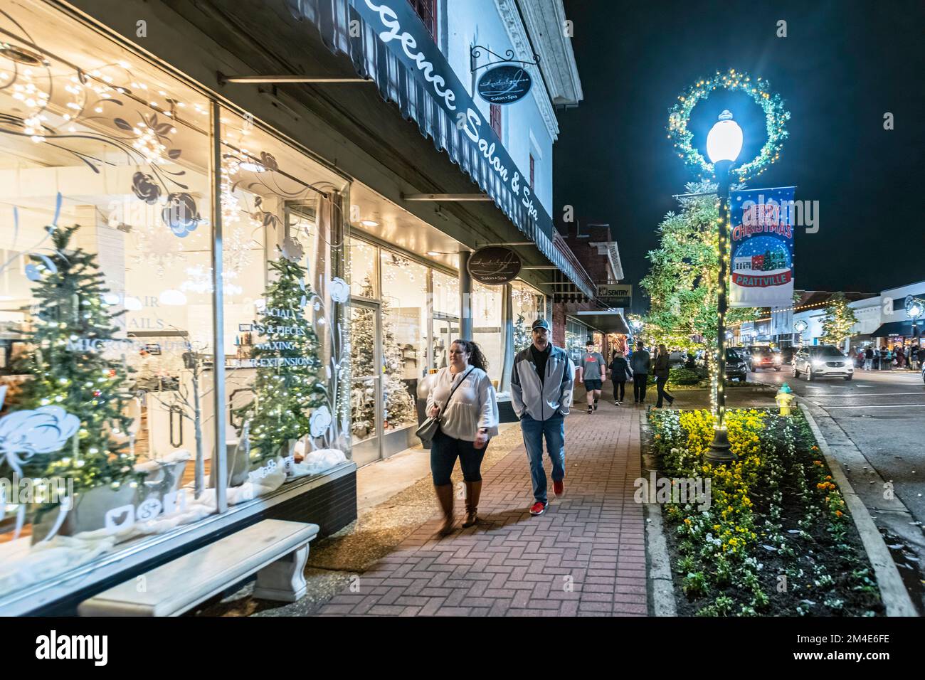 Prattville, Alabama, USADecember 13, 2022 Tourists walk along the