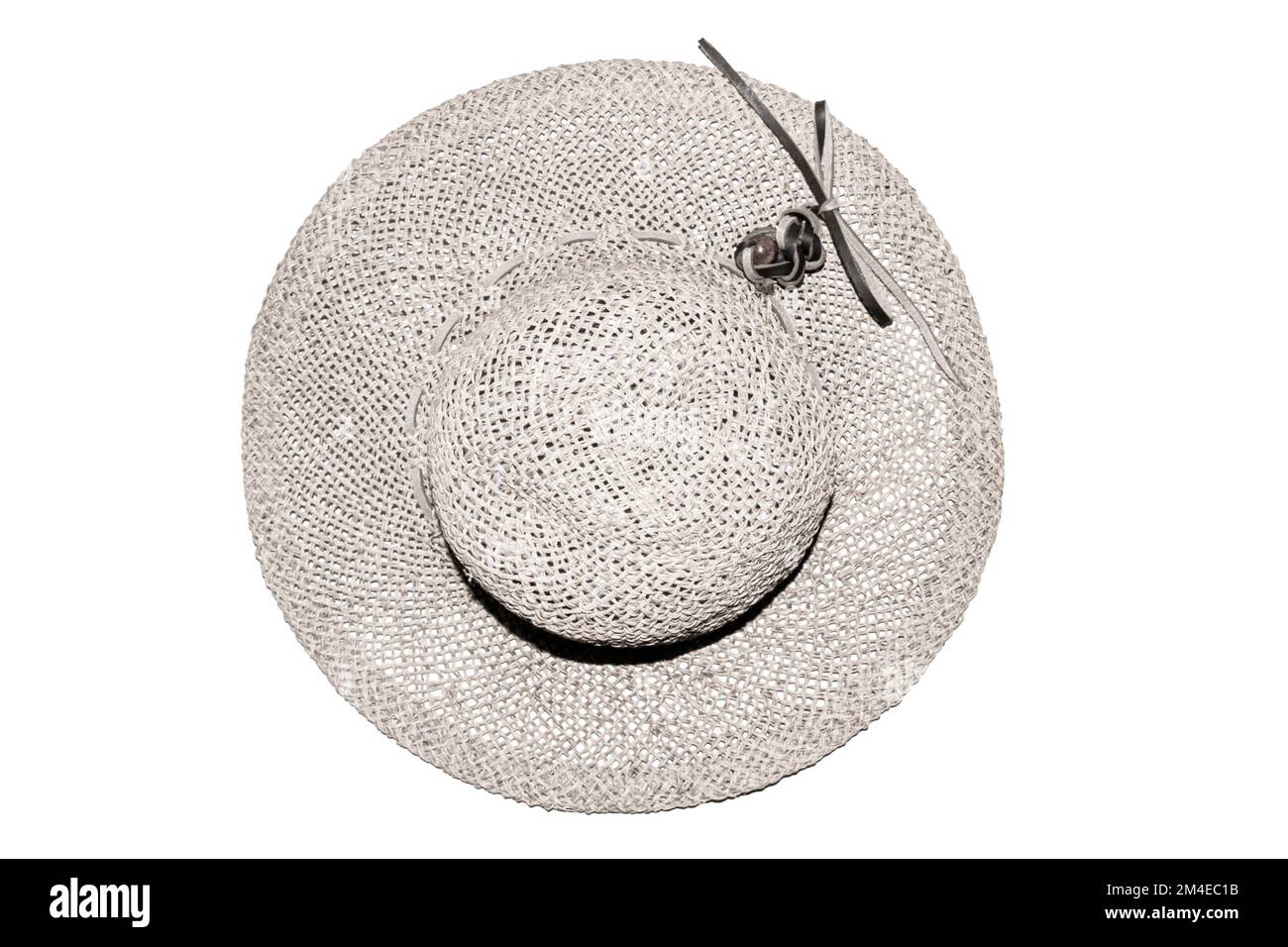 bright summer straw hat isolated on white background Stock Photo - Alamy