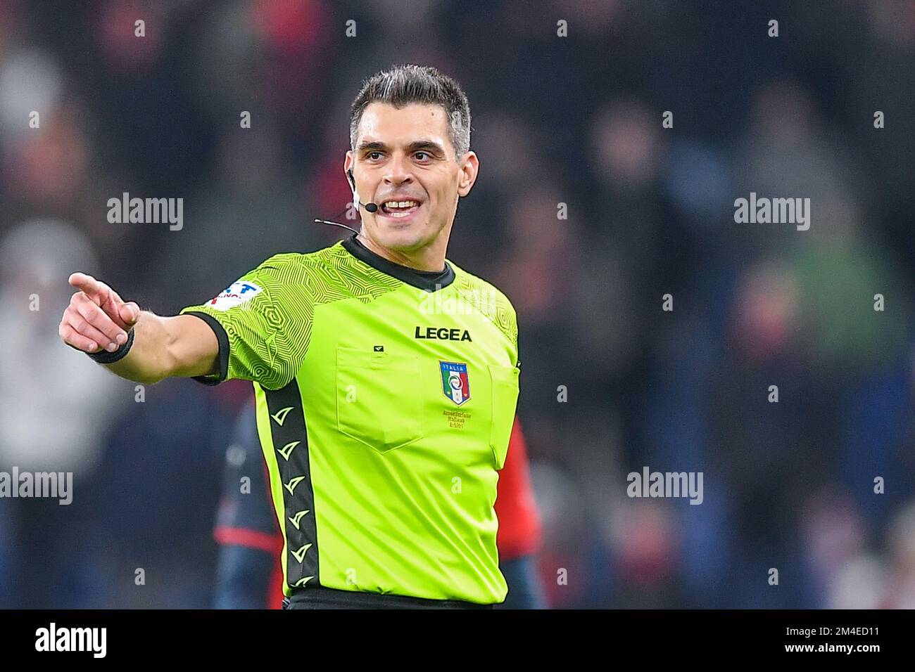 Genoa, Italy. 18th Dec, 2022. The Referee of the match Simone Sozza to  Seregno during Genoa CFC vs Frosinone Calcio, Italian soccer Serie B match  in Genoa, Italy, December 18 2022 Credit