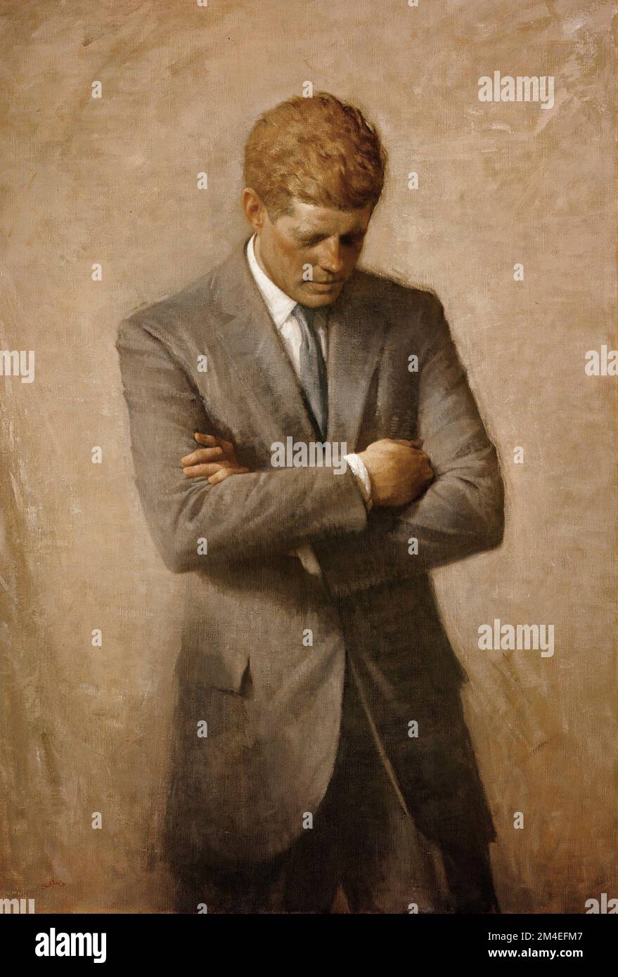 Official White House portrait of John F Kennedy, by Aaron Shikler Stock Photo