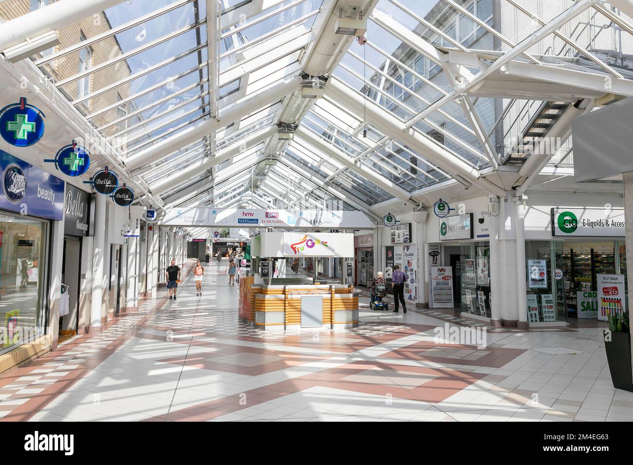 Mill Gate shopping mall centre in Bury, a market town in Greater Manchester, the mall is largely empty of people,England,UK,2022 Stock Photo