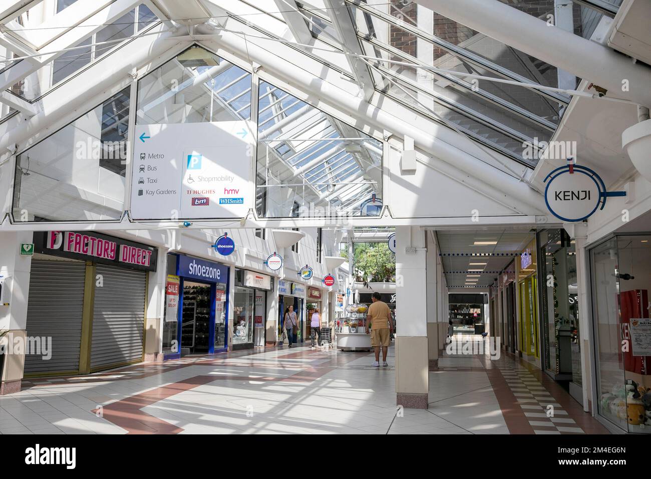 Bury town centre Greater Manchester, Mill Gate shopping centre mall is quiet with few shoppers summer 2022, during difficult economic times,England Stock Photo