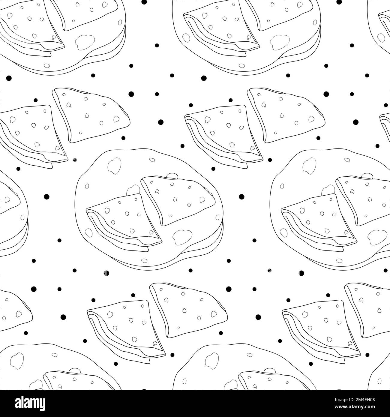 Endless pattern of Triangle folded and unfolded cornmeal tortillas ...