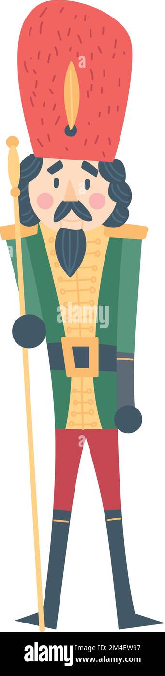 Isolated nutcracker soldiers cartoon Christmas character Vector Stock Vector