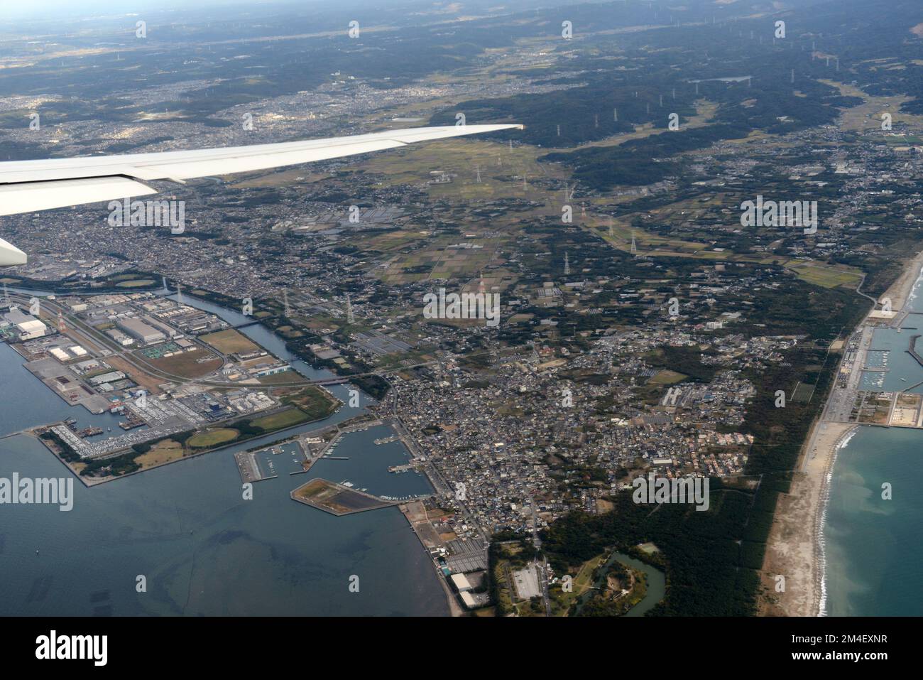 Aerial view of the Futtsu peninsula in Chiba prefecture, Japan. Stock Photo