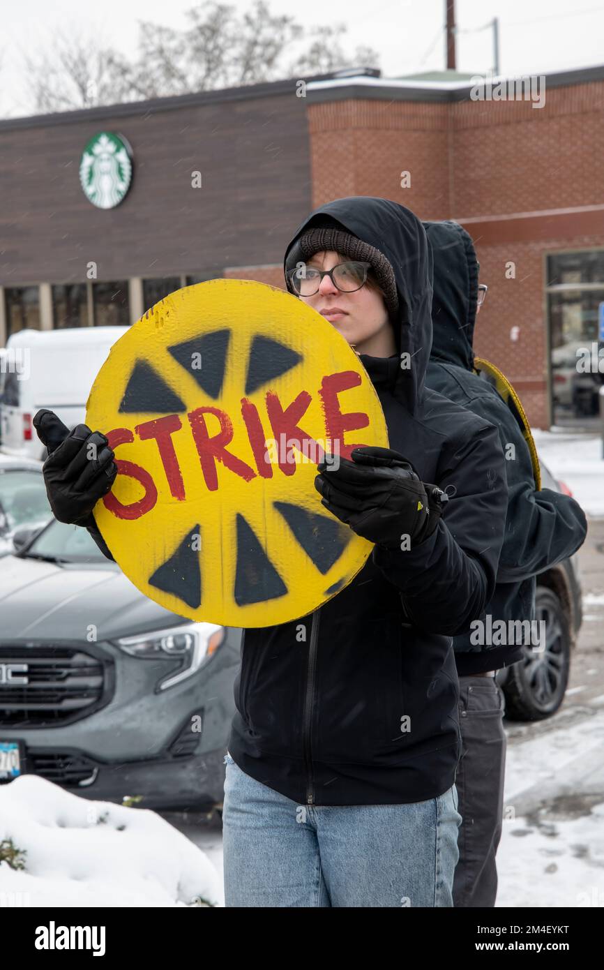 St. Anthony, Minnesota. Starbucks workers across the country strike to