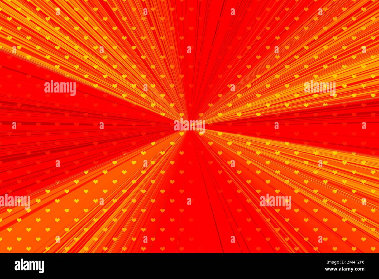 An illustration of a kaleidoscopic red background with seamless hearts on it - concept of Valentine Stock Photo