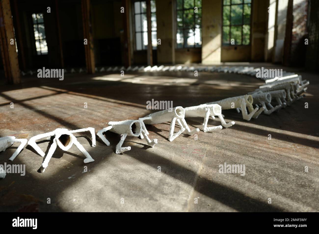 Art installation in sn abandoned factory in Leipzig Stock Photo