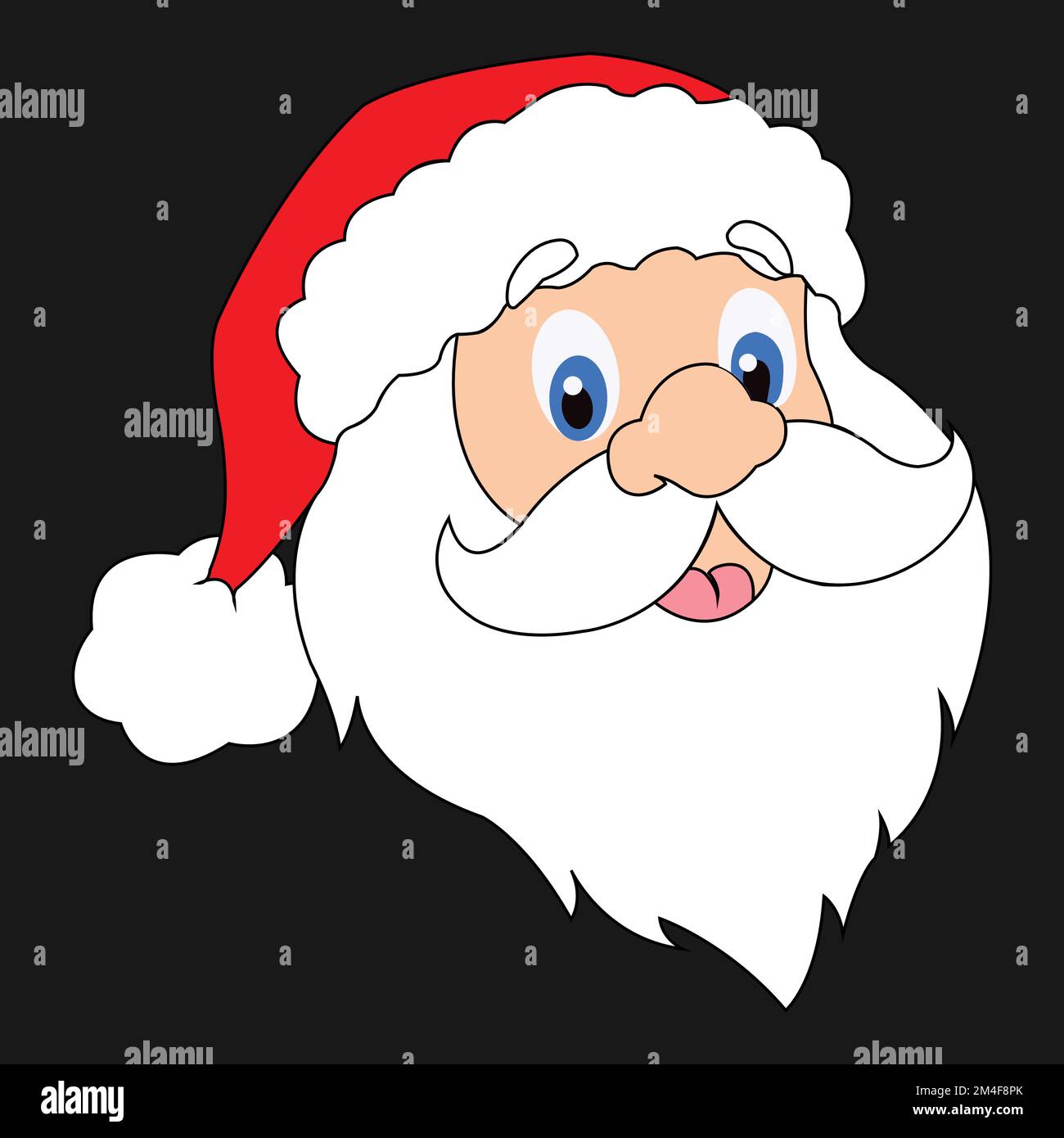 Santa Claus with beard and glasses. White silhouette. Vector illustration.EPS 10 Stock Vector