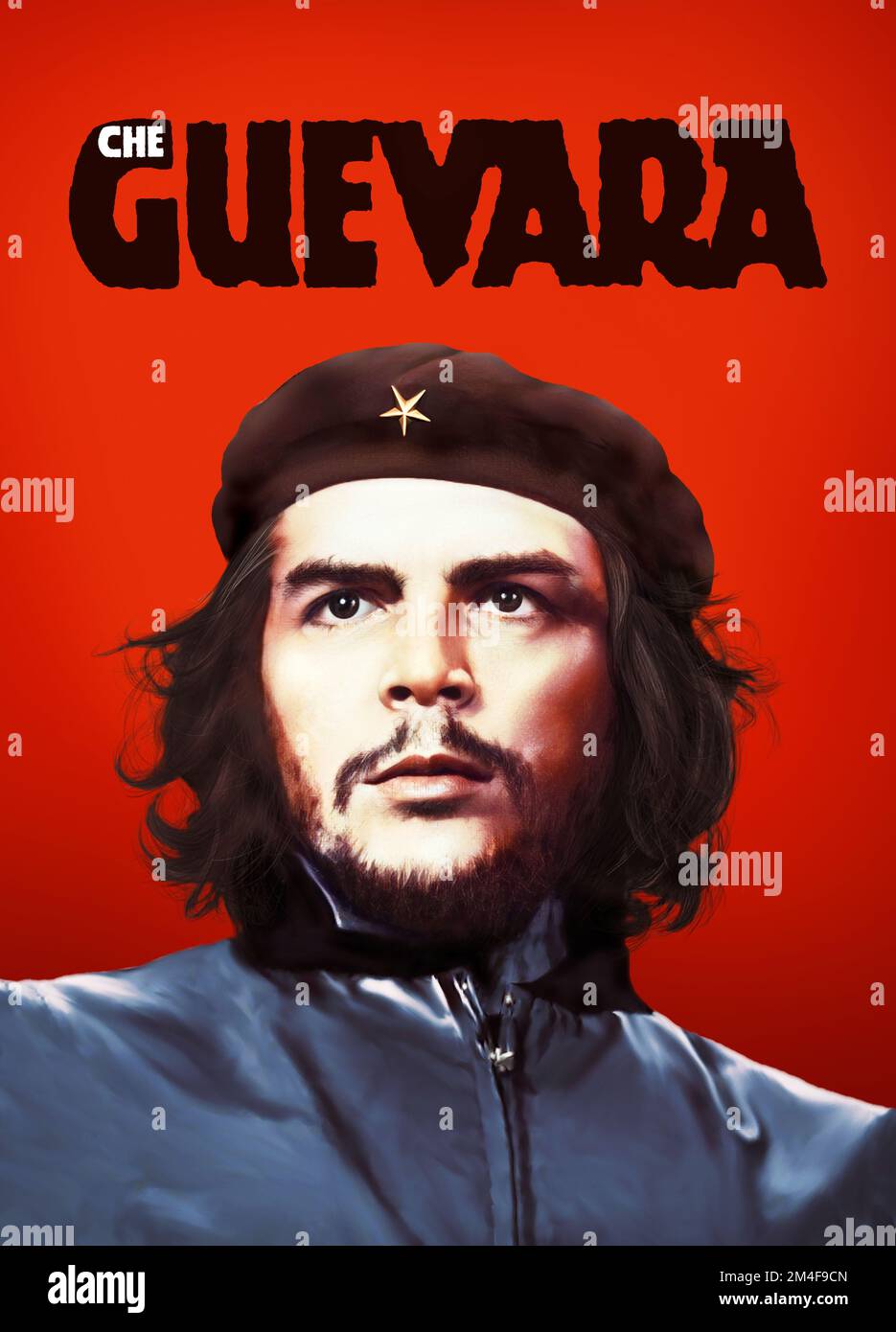 Communist Cuba Marxist Ernesto Che Guevara's classic vintage poster red Beret Hat Guerrilla Citizen digitally generated high-quality illustration Stock Photo