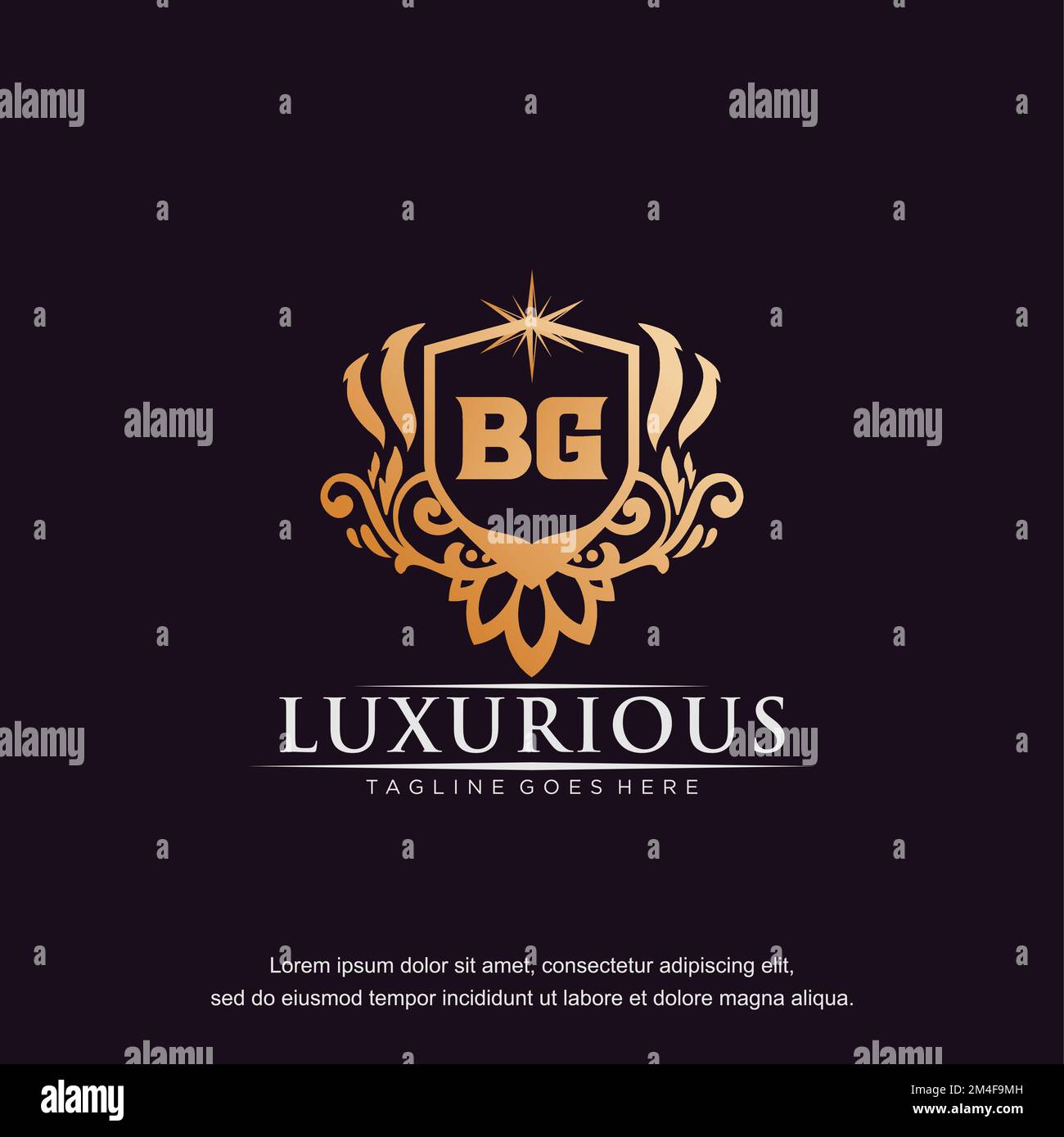 BG initial letter luxury ornament gold monogram logo template vector. Stock Vector
