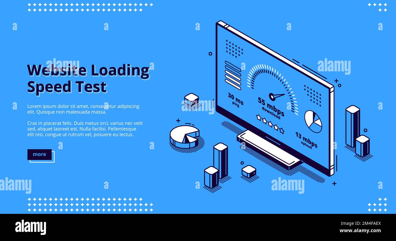site loading speed test banner. Fast download of web page. Vector
