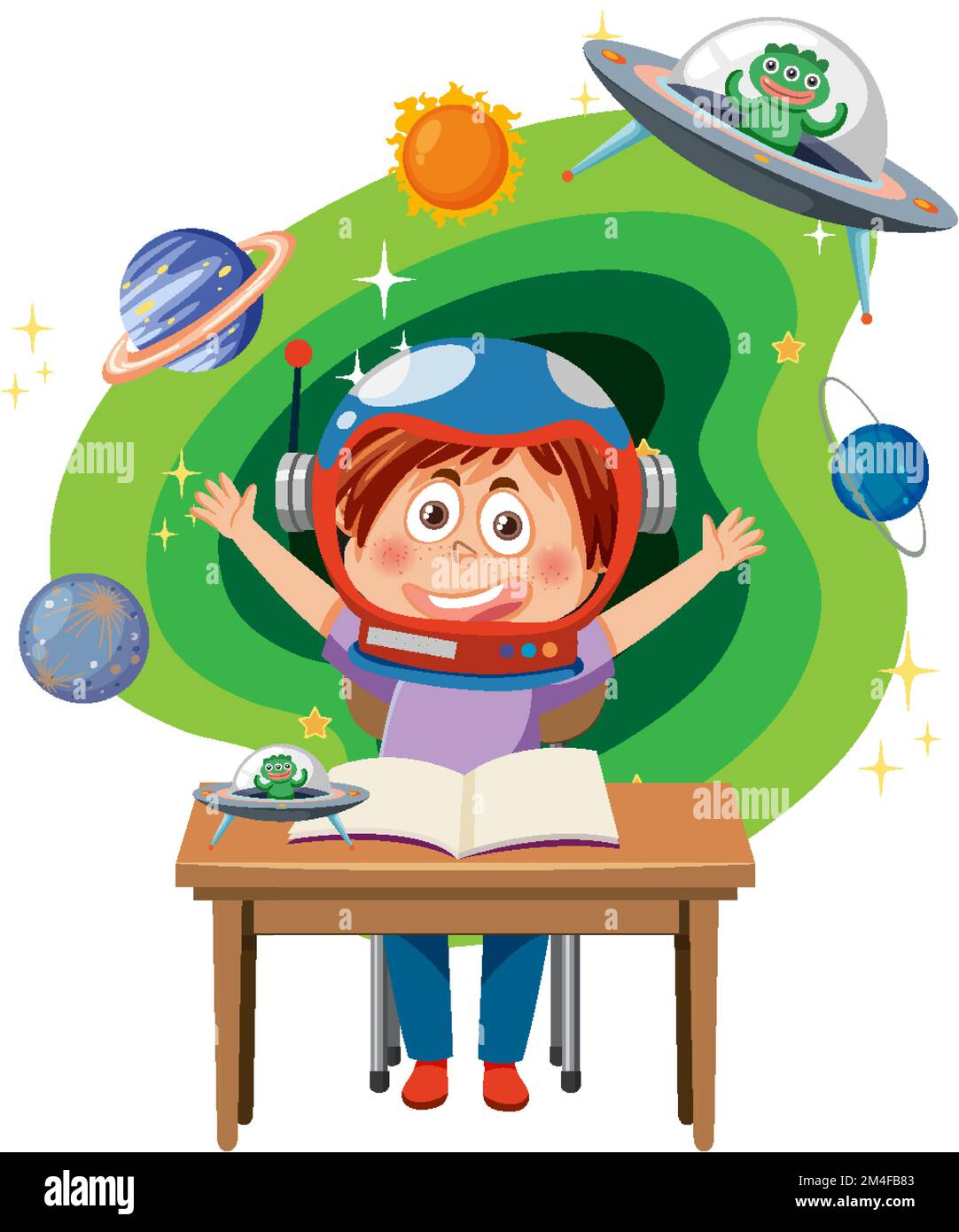 Kid wearing astronaut helmet illustration Stock Vector Image &amp; Art - Alamy