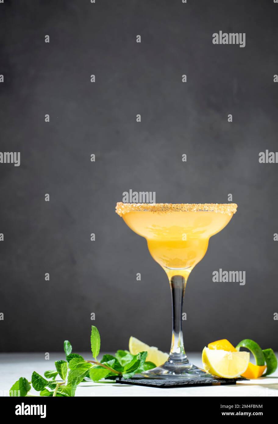 French daiquiri alcoholic cocktail with cognac, syrup, lemon juice ...