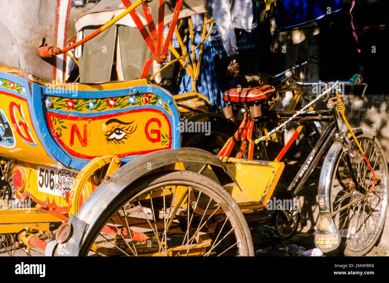 Bicyclerikshaw in the streets of Madurai. Madurai Tamil Nadu India