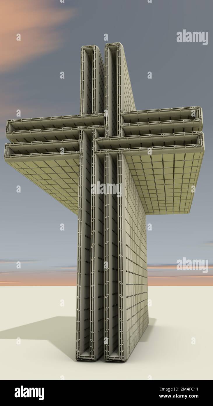 A 3D Illustration of an architectural structure based on a Christian ...