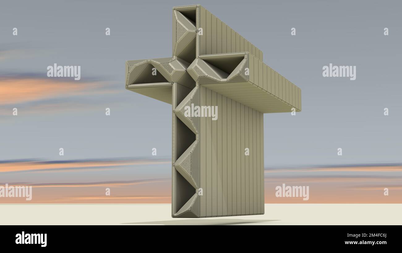 A 3D Illustration of an architectural structure based on a Christian ...