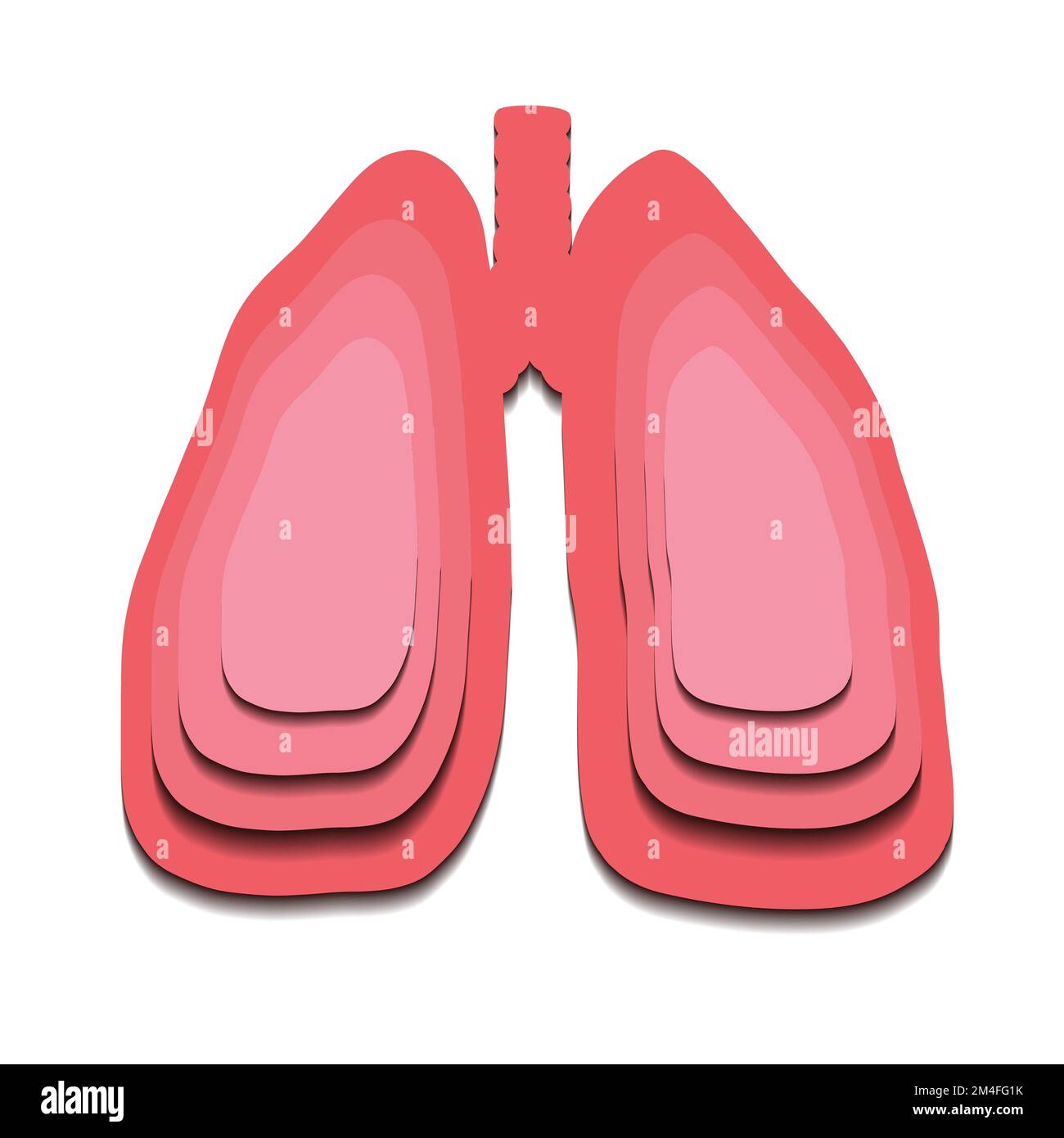 Paper cut illustration of silhouette of human lungs. Vector relief ...