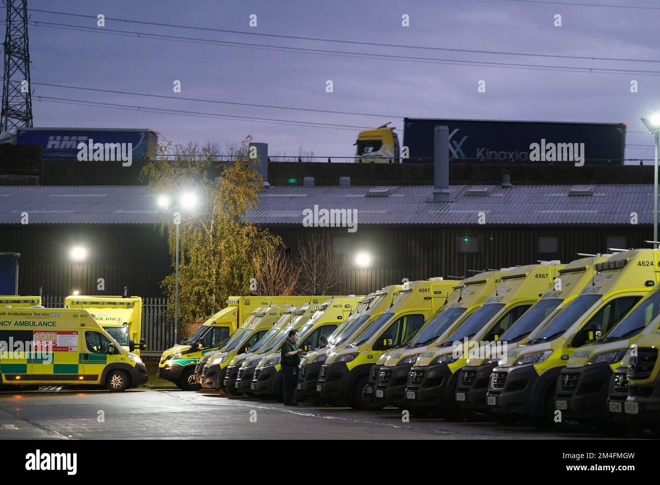 Ambulances Outside Ambulance Headquarters In Coventry As Paramedics ambulances-outside-ambulance-headquarters-in-coventry-as-paramedics