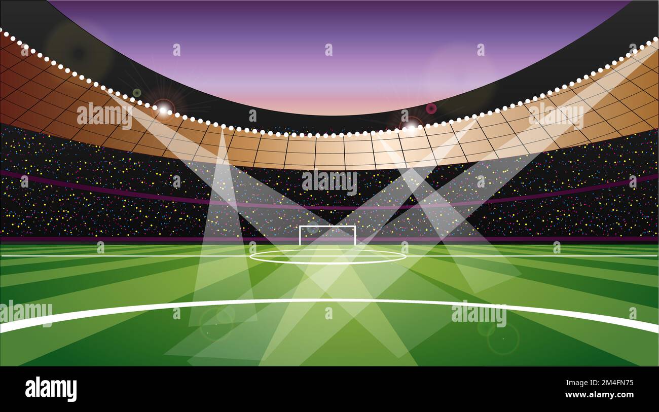 Soccer Field Background Scene with Lights. Vector Illustration Stock Vector Image & Art Alamy