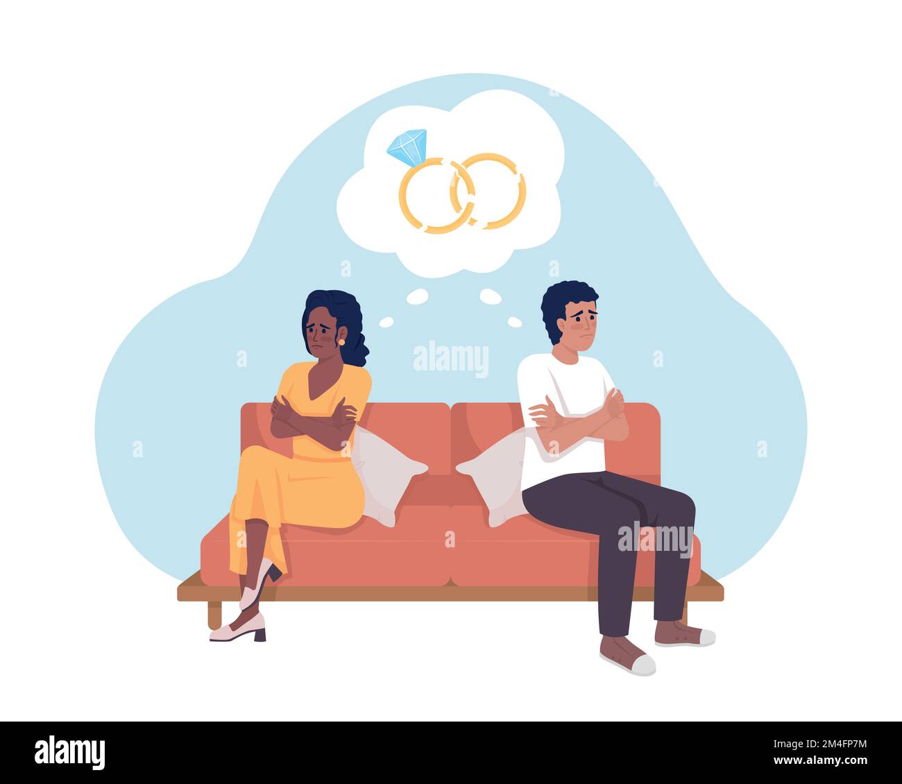 Marriage problems 2D vector isolated illustration Stock Vector