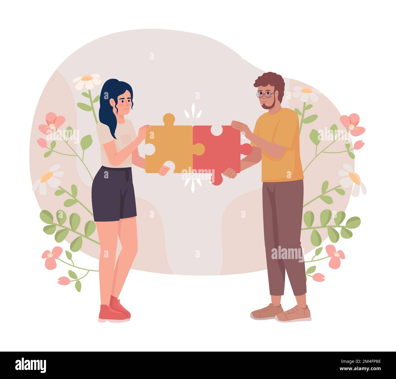 Couple fixing relationship flat concept vector illustration Stock Vector