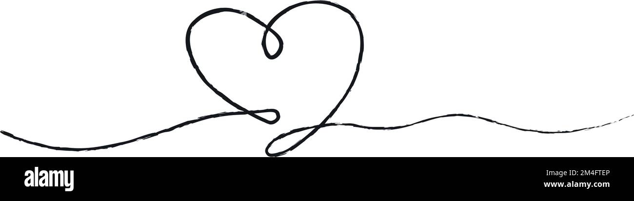 Hand sketch drawing black line heart, Love doodle isolated on white ...