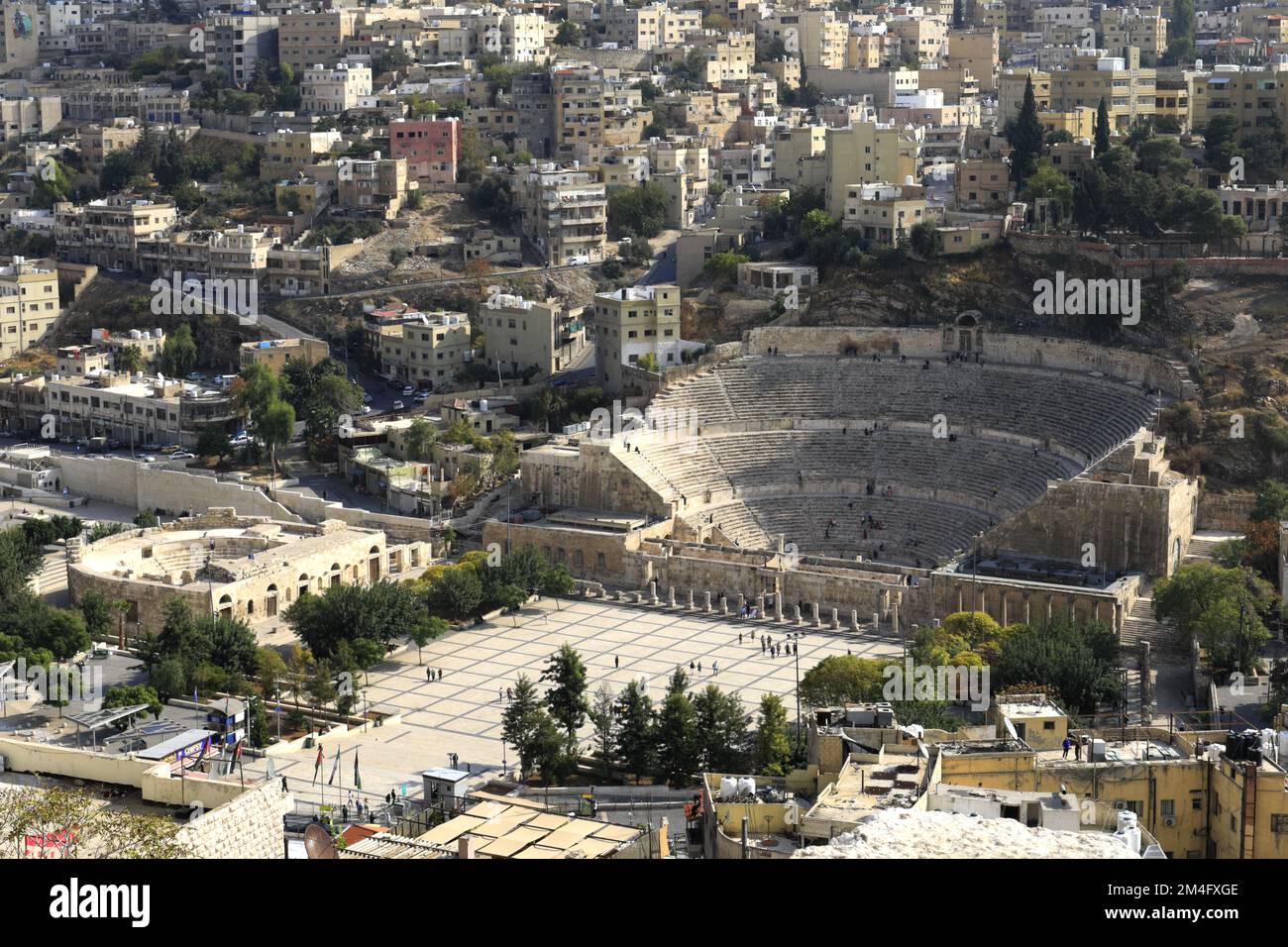 View over the Roman Theatre in Hashemite Plaza, Old City Amman, Jordan, Middle East Stock Photo