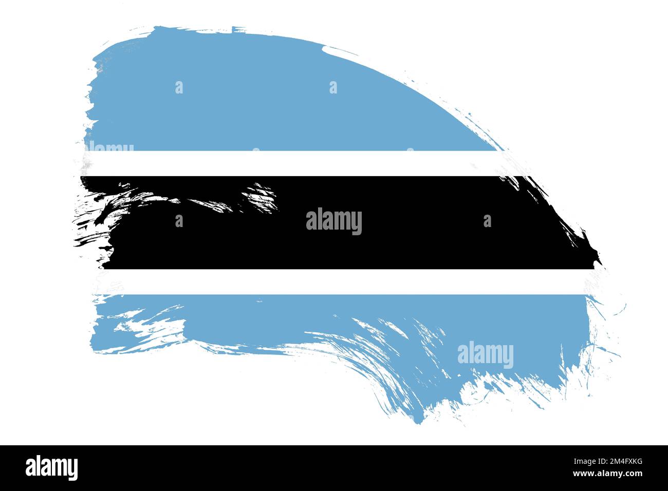 Botswana flag on white background with abstract paint brush texture ...