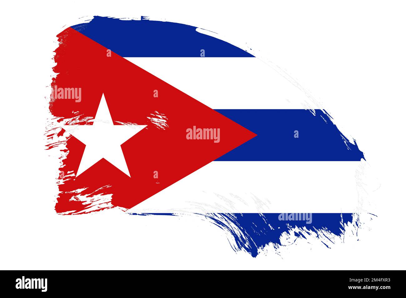 Cuban Texture Cuba flag on white background with abstract paint brush texture effect ...