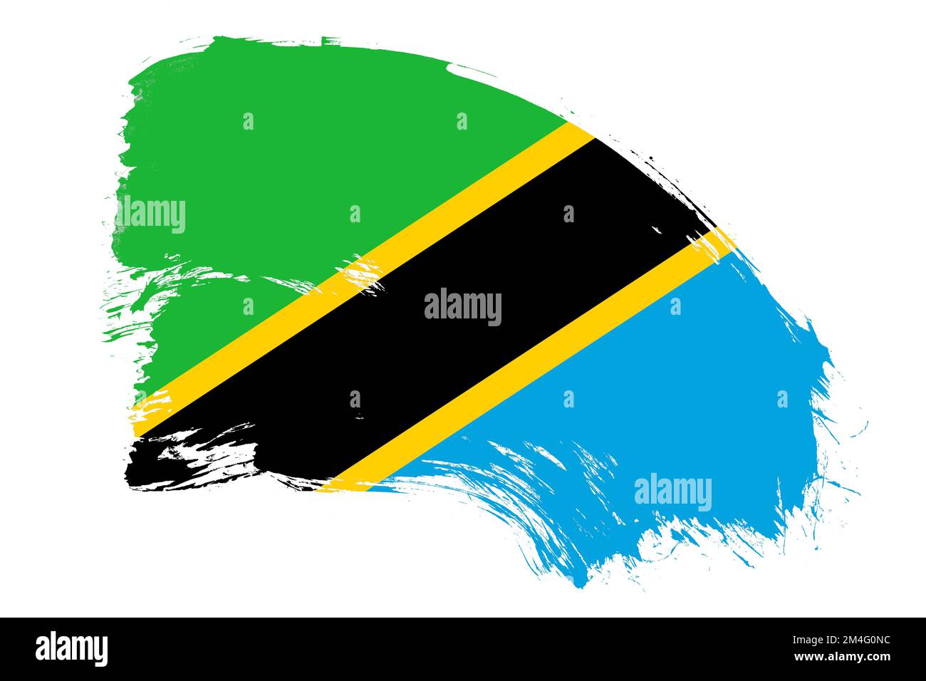 Tanzania flag on white background with abstract paint brush texture ...