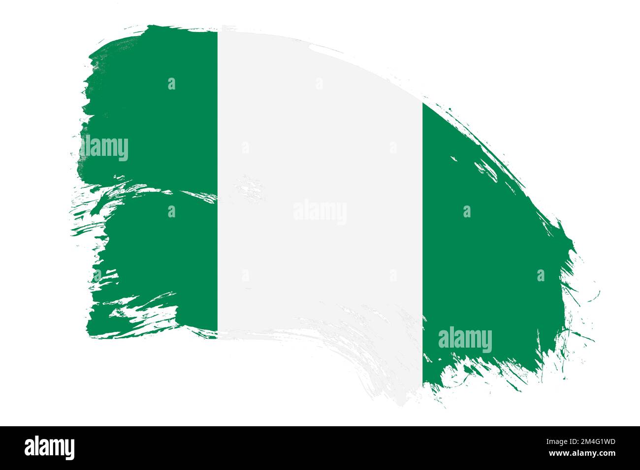 Nigeria flag on white background with abstract paint brush texture ...