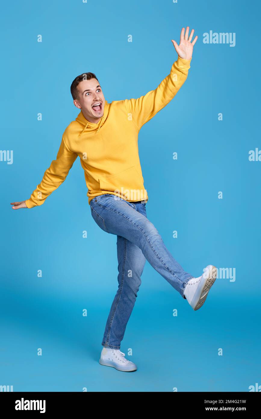 happy funny young man in casual clothes posing Stock Photo