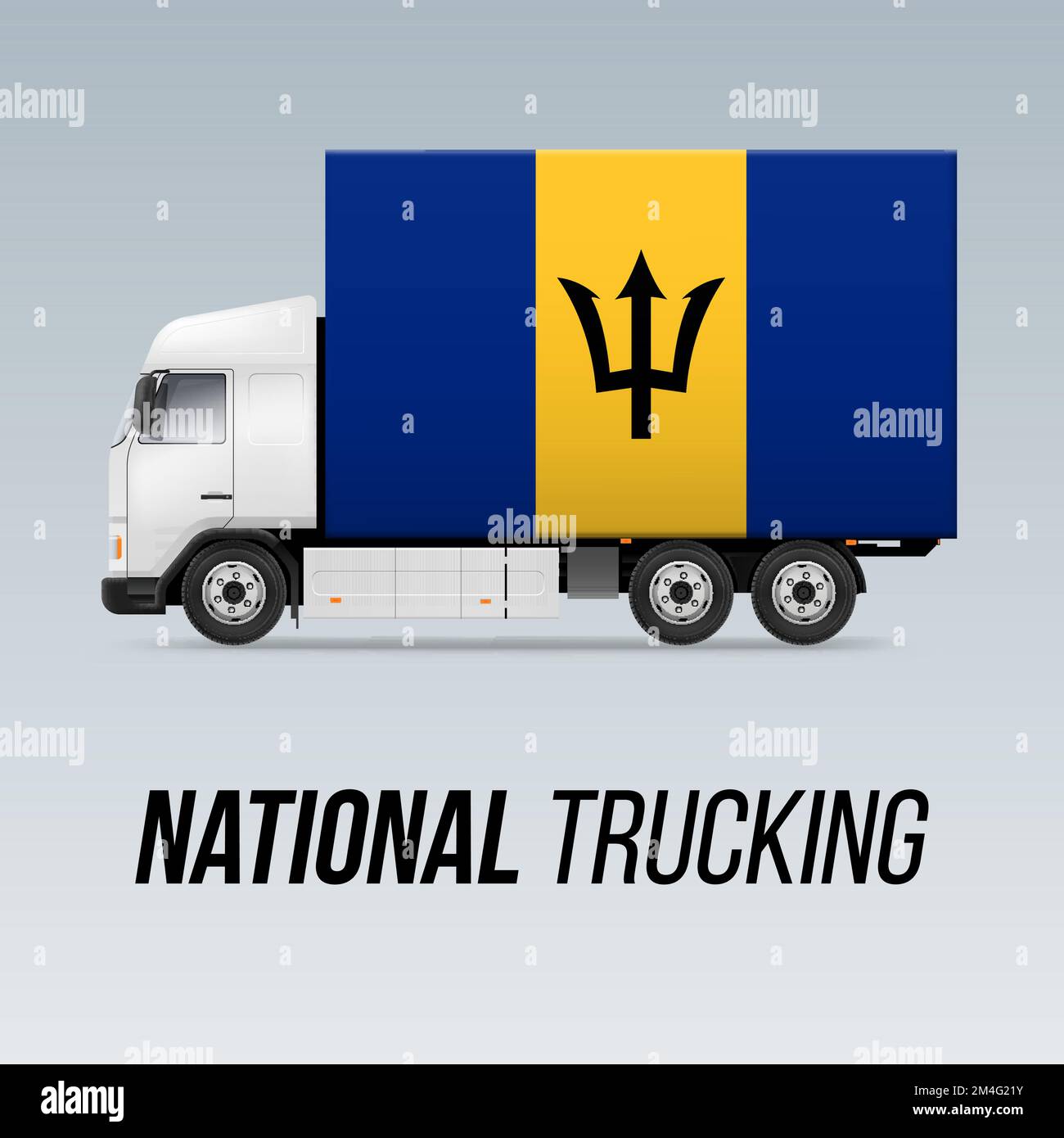 Symbol Of National Delivery Truck With Flag Of Barbados National Symbol Of National Delivery Truck With Flag Of Barbados National