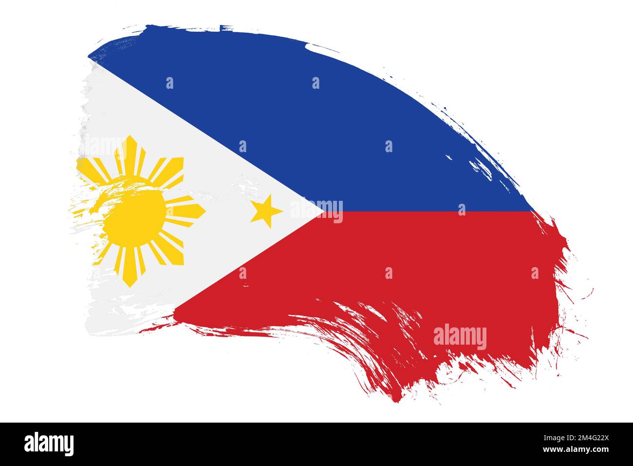 Philippines flag on white background with abstract paint brush texture effect Stock Photo