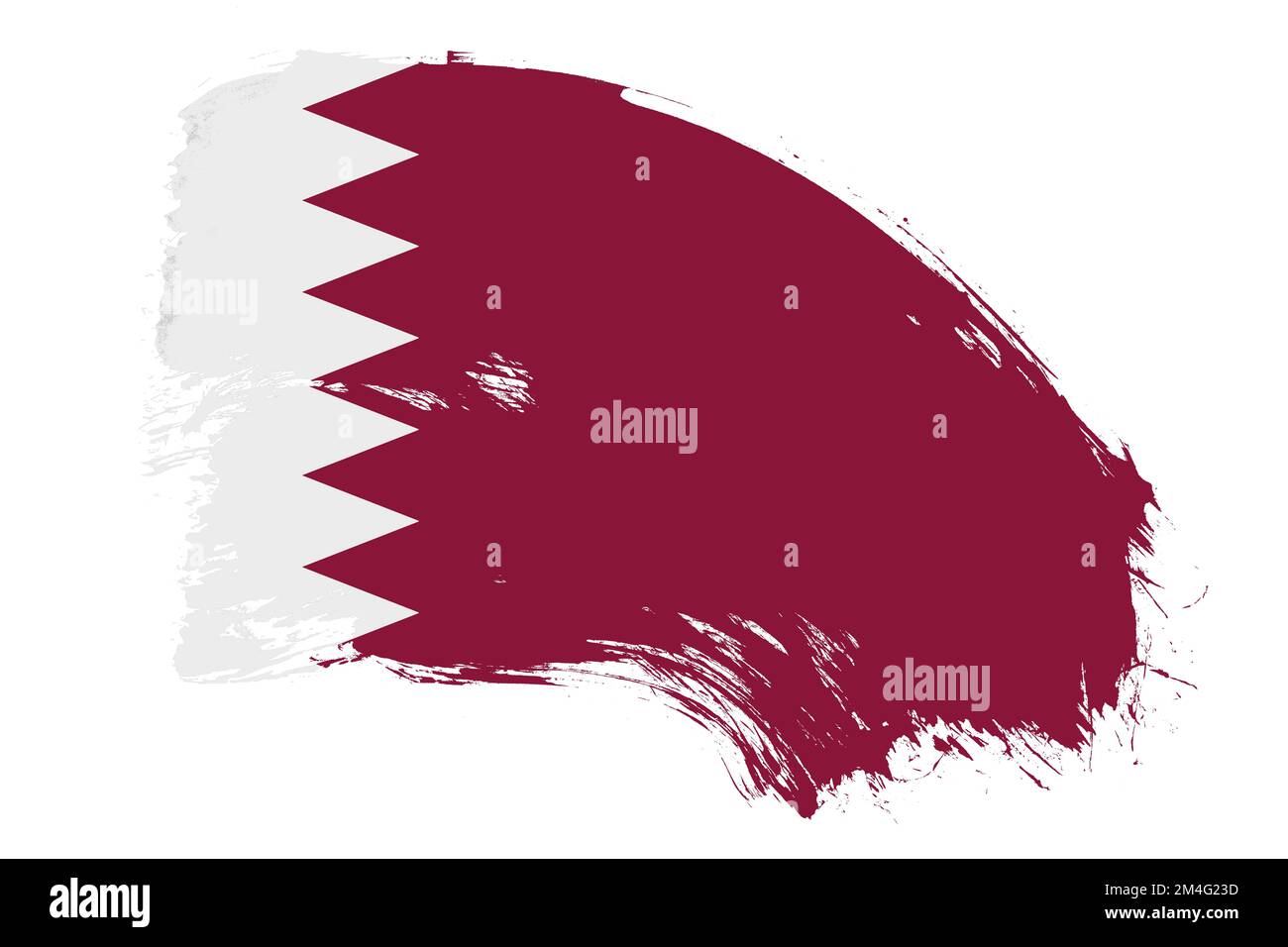 Qatar flag on white background with abstract paint brush texture effect