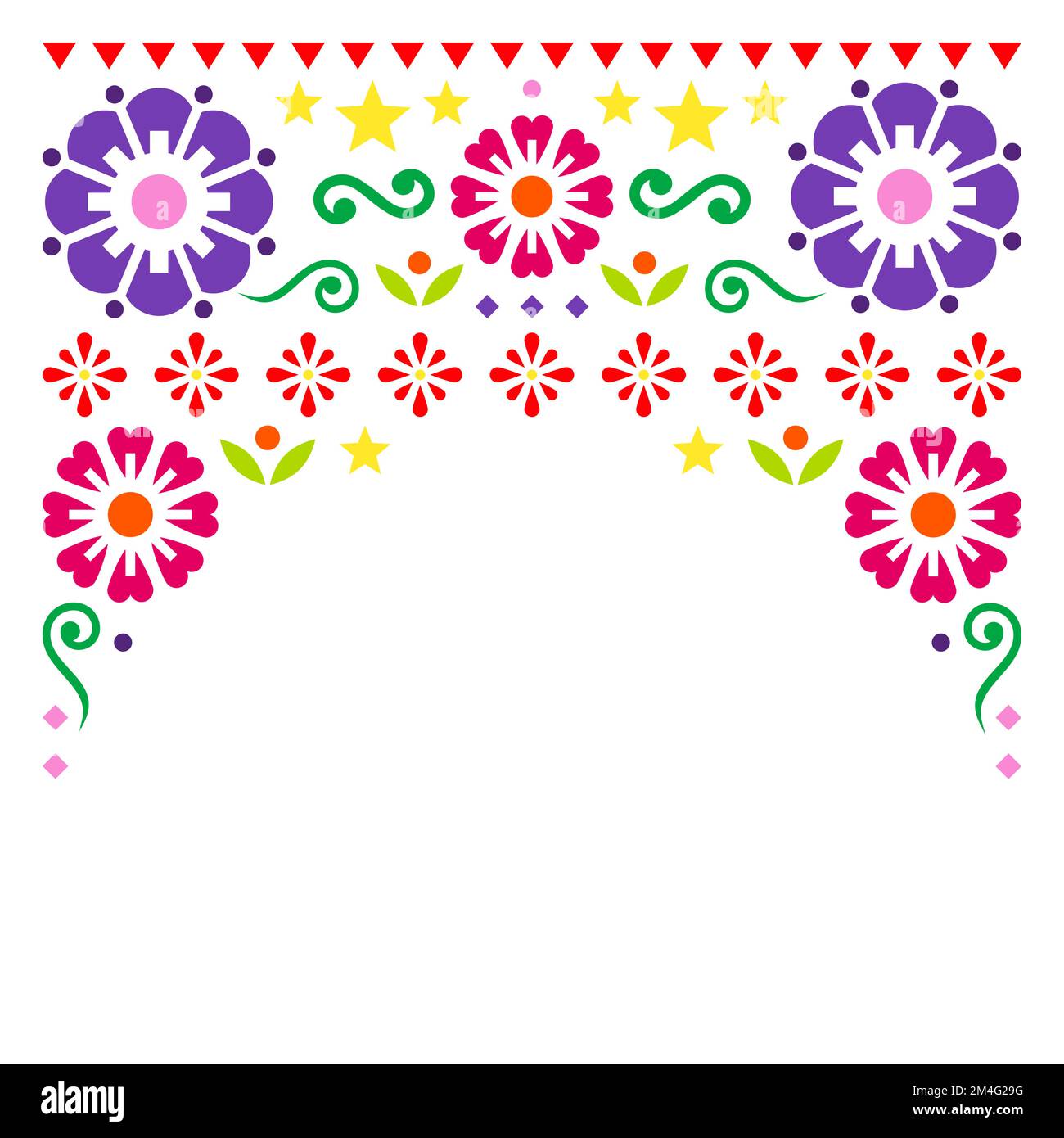 Mexican folk art style vector greeting card or invitation design ...