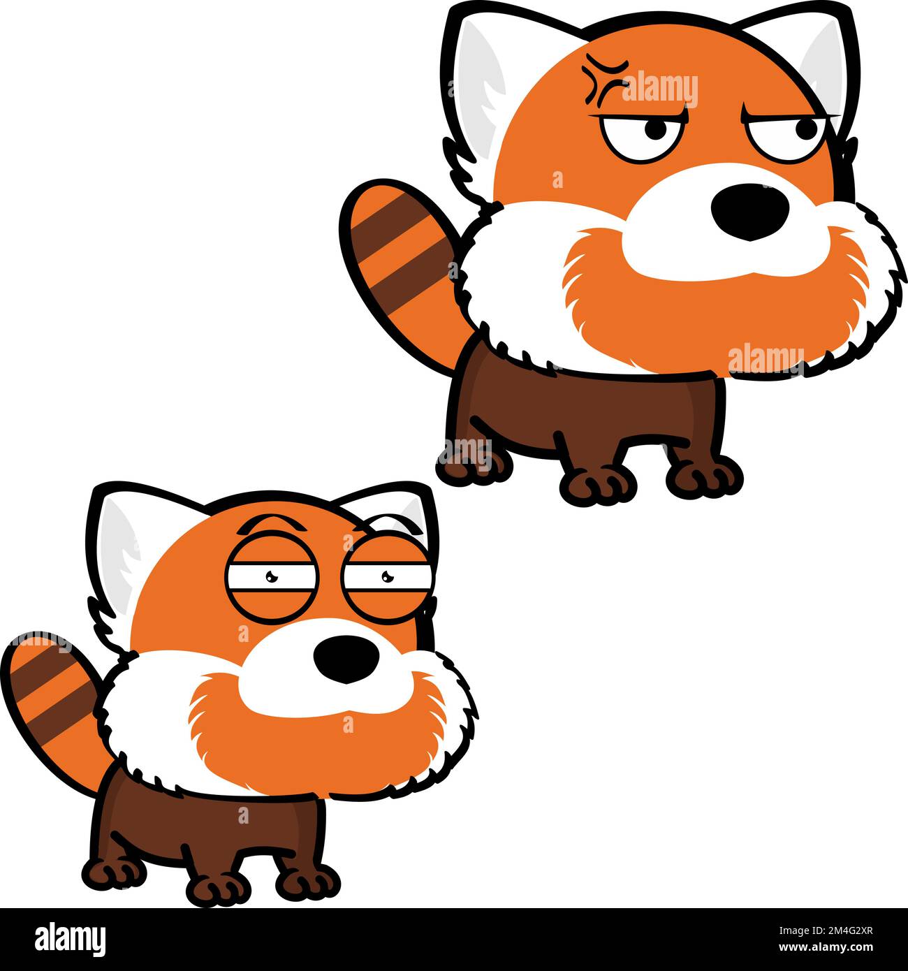 angry big head red panda character cartoon expressions pack illustration in vector format Stock Vector