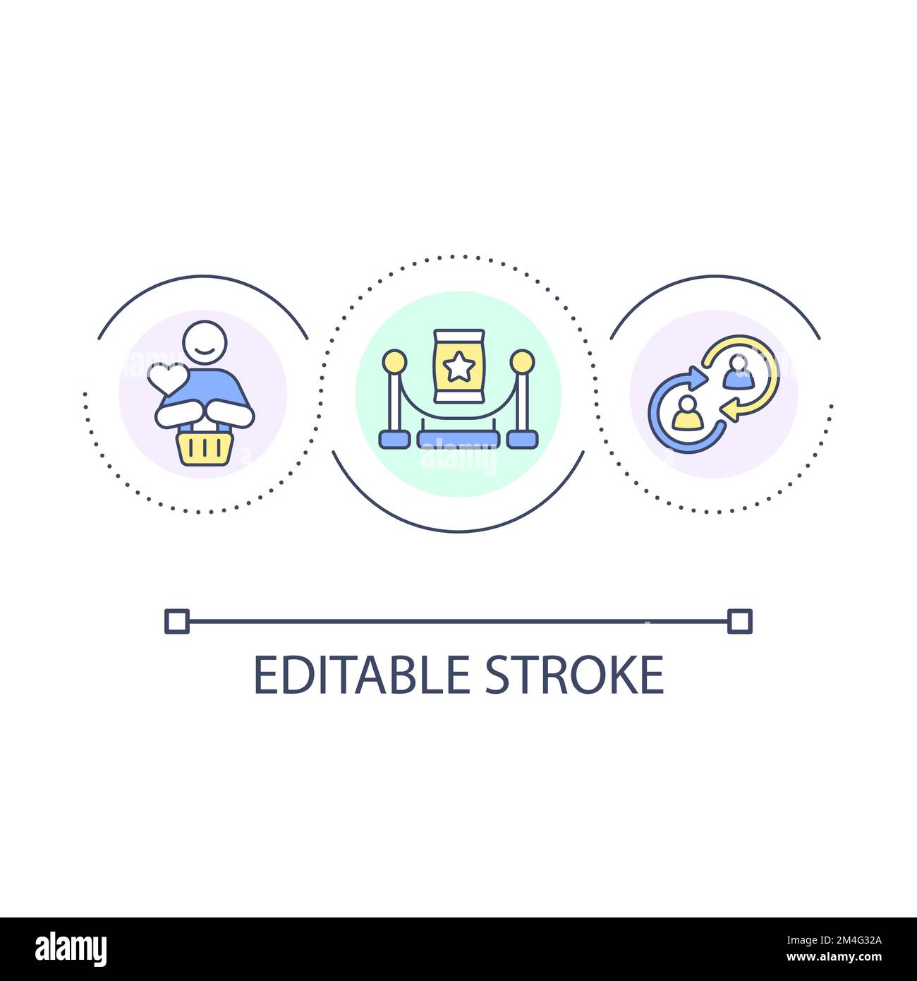 Hosting event for loyal customers loop concept icon Stock Vector